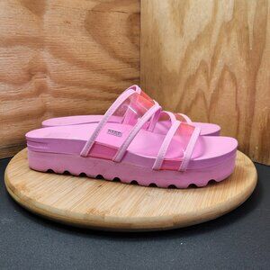 Reef Vista Hi Energy Women Pink Platform Slide Sandals Size 10